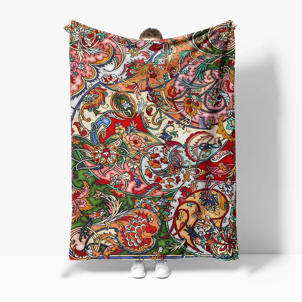 

Turkish Vintage Paisley Floral Print Throw Blanket Bed Sofa Cover Decorative Cushion Cover Gift