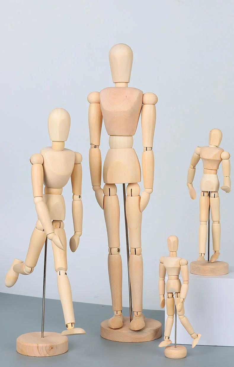 Figurine D'artiste En Bois 13 Pouces - Modèle Articulé Avec Joints Flexibles - Occasion