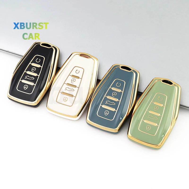 4 Buttons TPU Car Key Case Cover Auto Shell Fob Holder for Geely Coolray 2024 X6 Emgrand Global Hawk GX7 Keyless Accessories