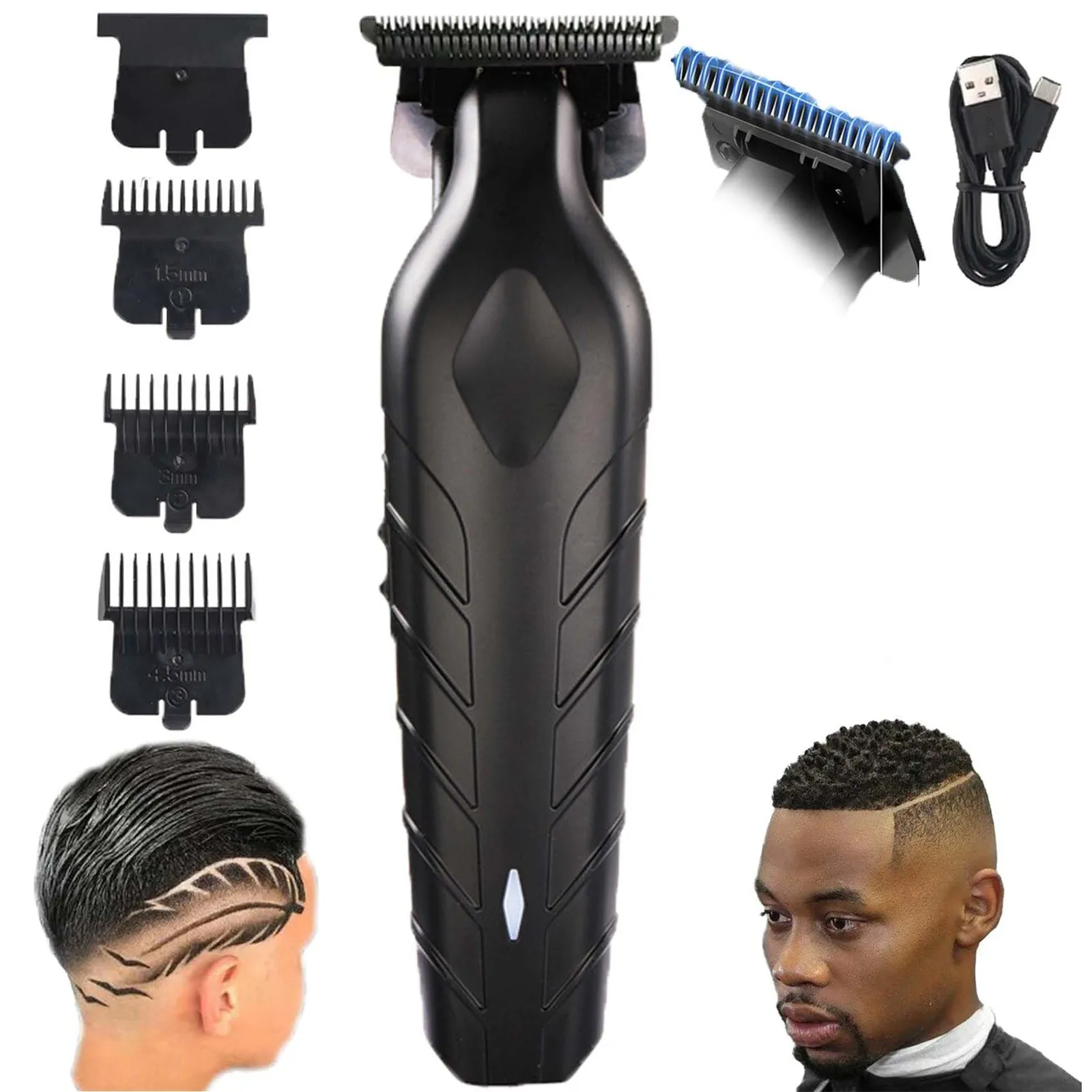 Professional Hair Clipper 0mm Zero Gapped Carving Clipper Men's Cordless Hair Trimmer Electric Hair Cutting Machine