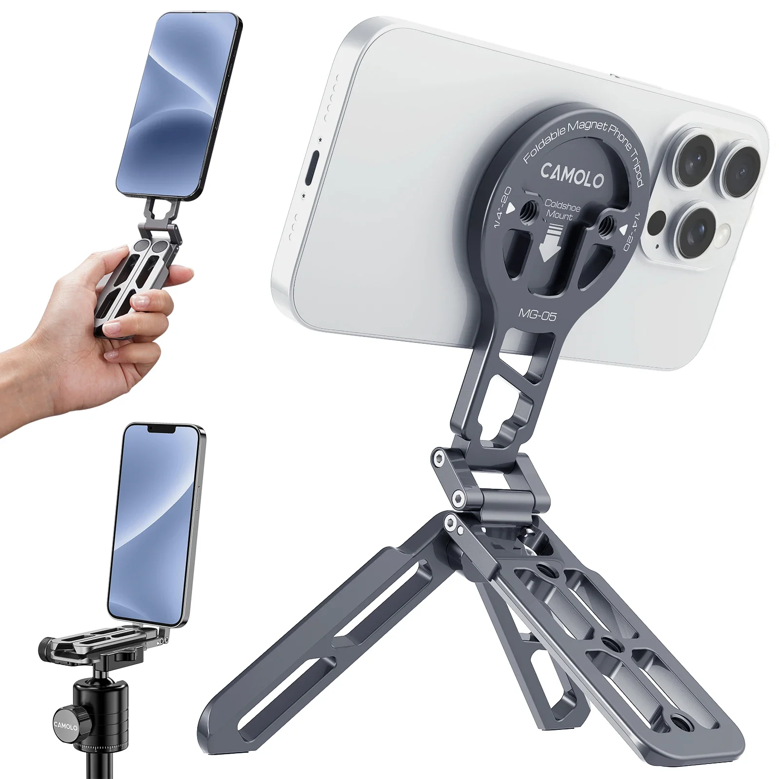 

Holder Shoe Magsafe Phone Phone Vlog for Travel Magnetic Mount Foldable with for Desktop Arca-Swiss Tripod Cold Phone Ipad stand