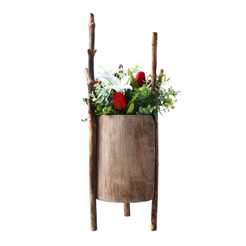 

Modern simple wooden vase ornament living room flower arrangement coffee table entrance TV cabinet home decoration Nordic