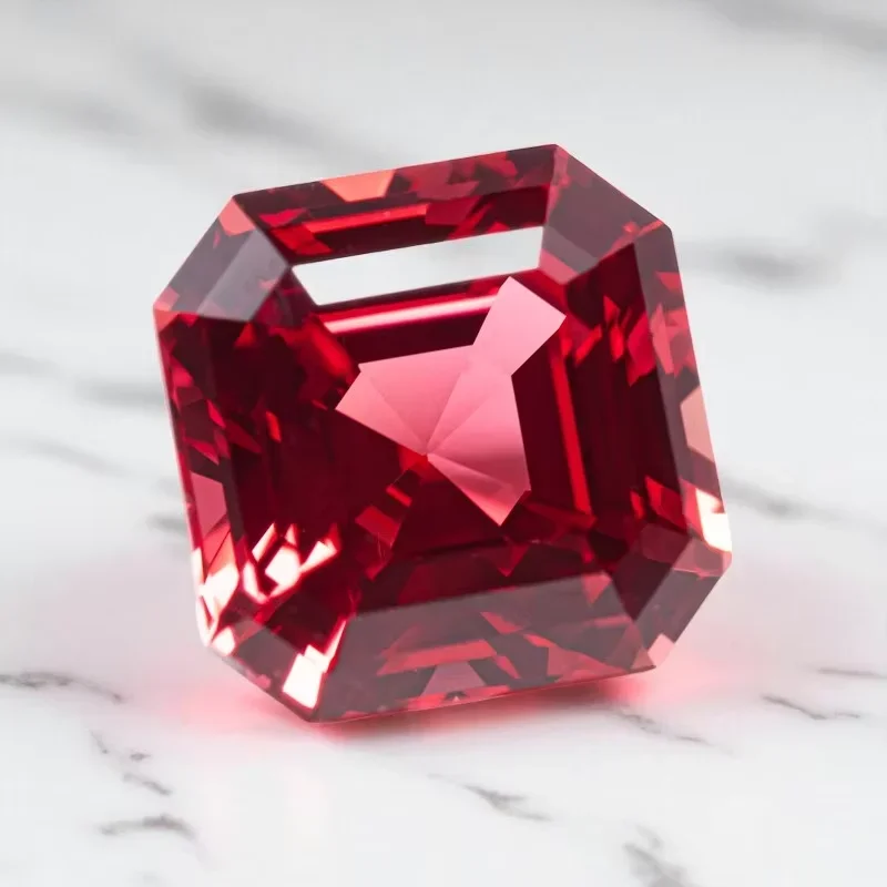 

Asscher Cut Sunset Red Lab Grown Ruby Multiple Sizes Loose Gemstone For Diy Jewelry Making Selectable AGL Certificate