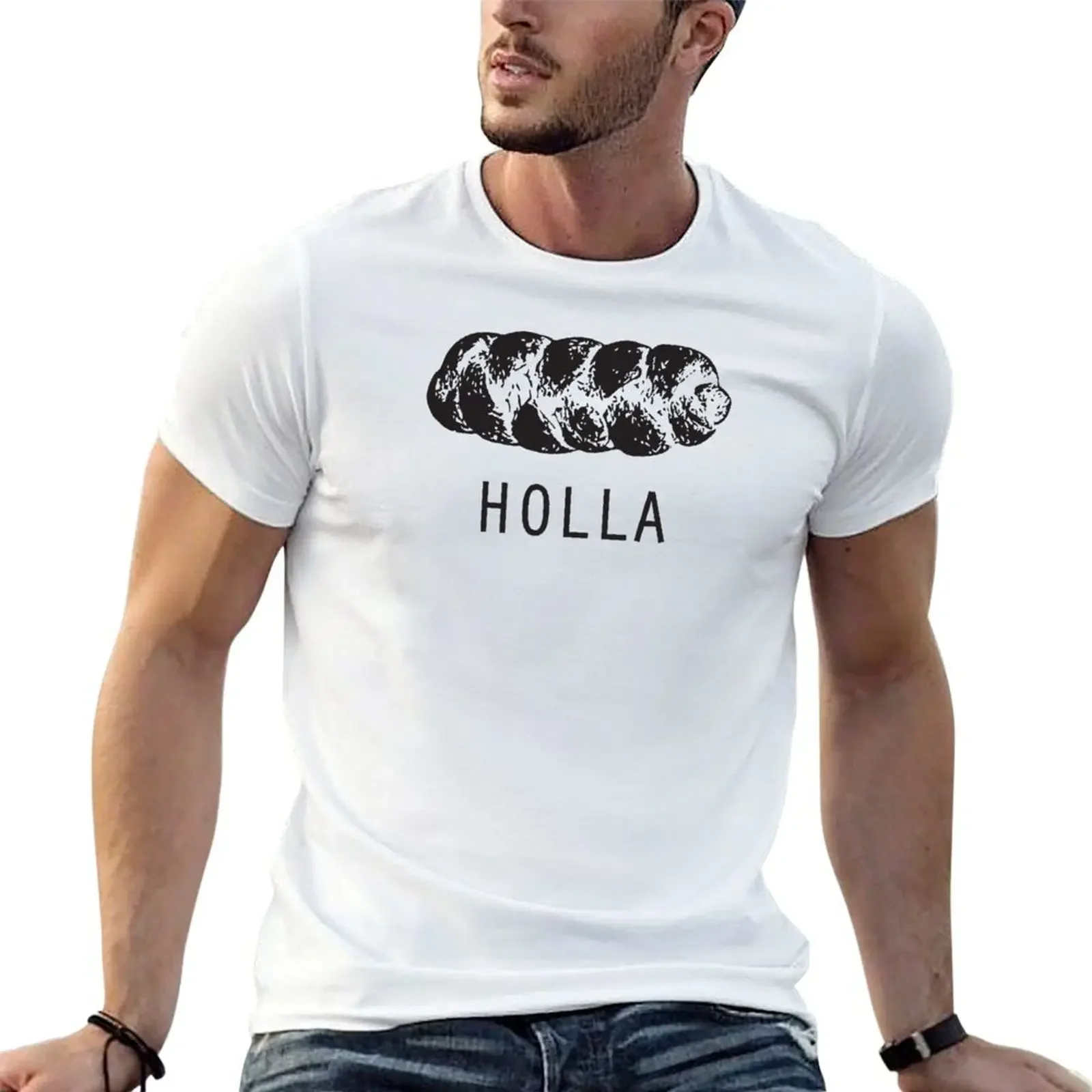 Holla to the Challah! T-Shirt summer top heavyweights slim fit t shirts for men