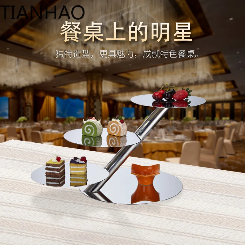 Creative Three-Tier Z-Shaped Display Stand Stainless Steel Mirror-Finish Dessert Buffet Stand