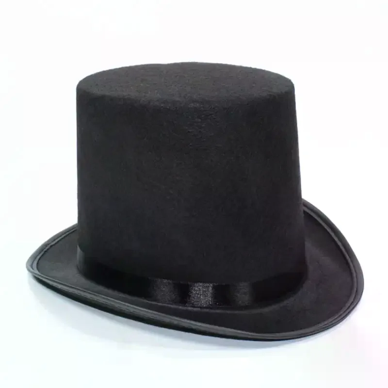 Gentleman's Felt Magician Cylinder Hat, Mad Hatter Halloween Costume Cap For Men & Women