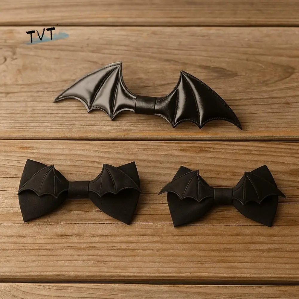 클래식 PU 가죽 할로윈 Cravat 블랙 조정 가능한 박쥐 나비 넥타이 소프트 크리 에이 티브 남자 넥타이 소년