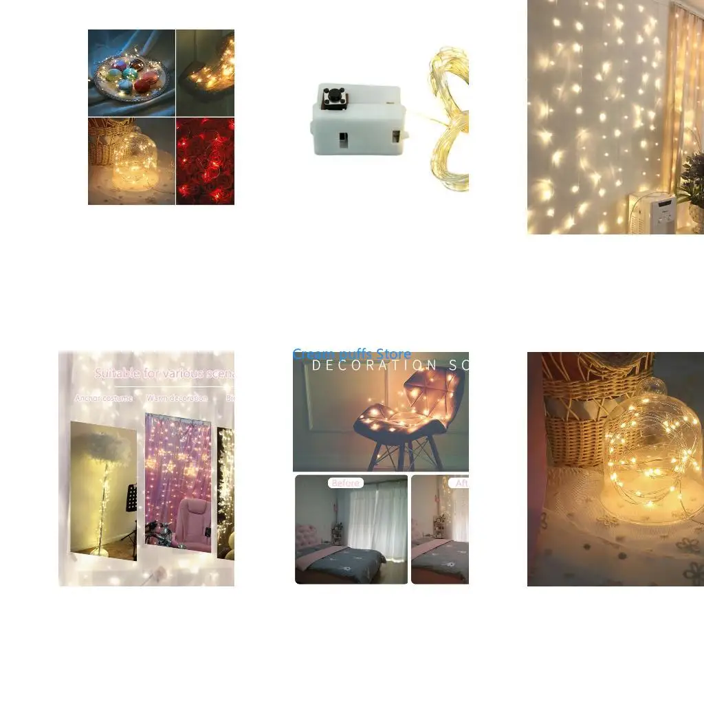 50le-fairys-lights-Светодиодные-мерцающие-фонари-на-батарейках-Медные-гирлянды-из-проводов