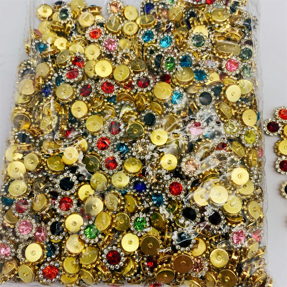 

New mixed colors Flower Type 12MM Sun Flower Glass Drill Sew On Rhinestone Clothing Accessories Shoe Bag Accessories
