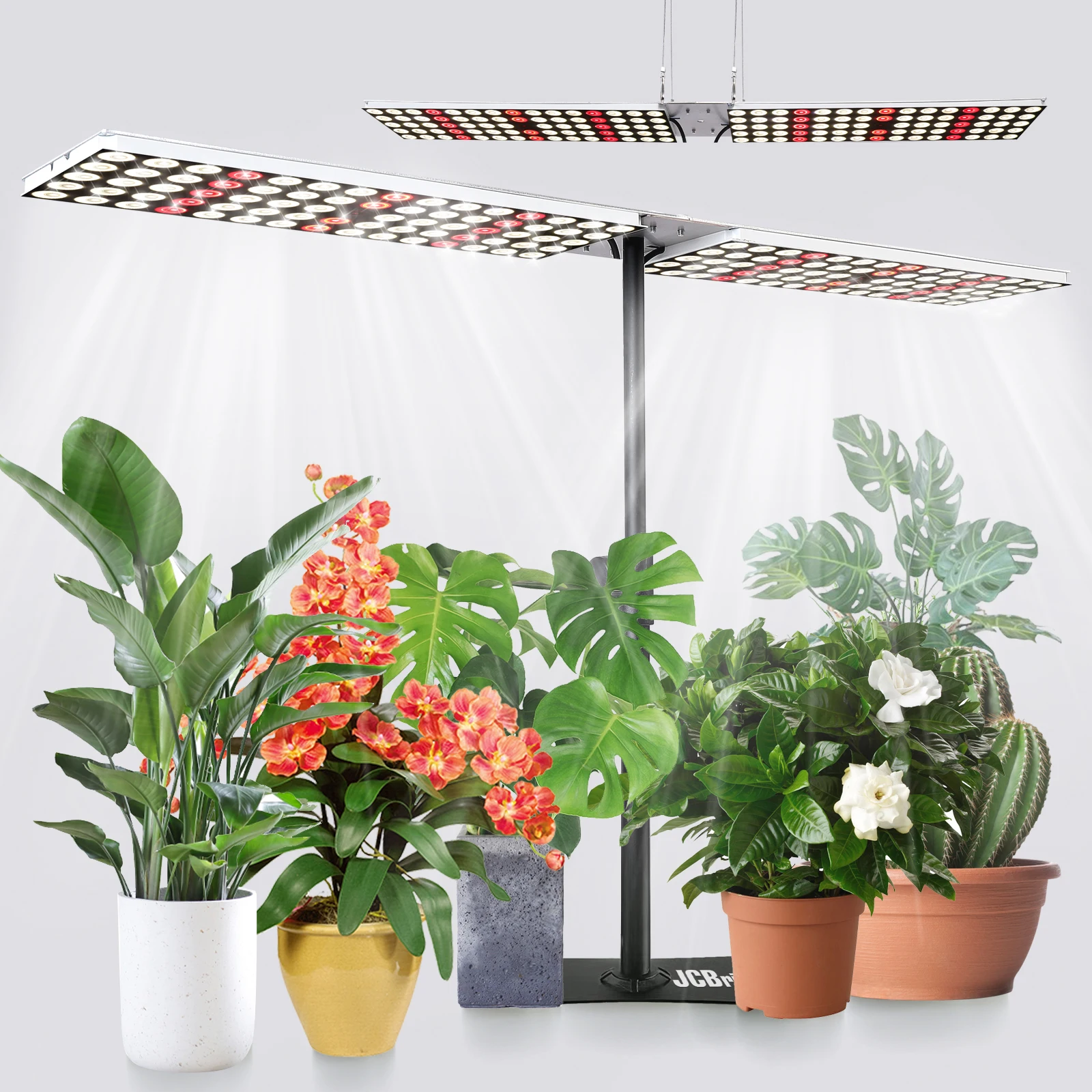 JCBritw 100W Plant Grow Light Full Spectrum with IR Adjustable Stand LED Grow Light for Indoor Plants Seedling Veg Flower Fruits