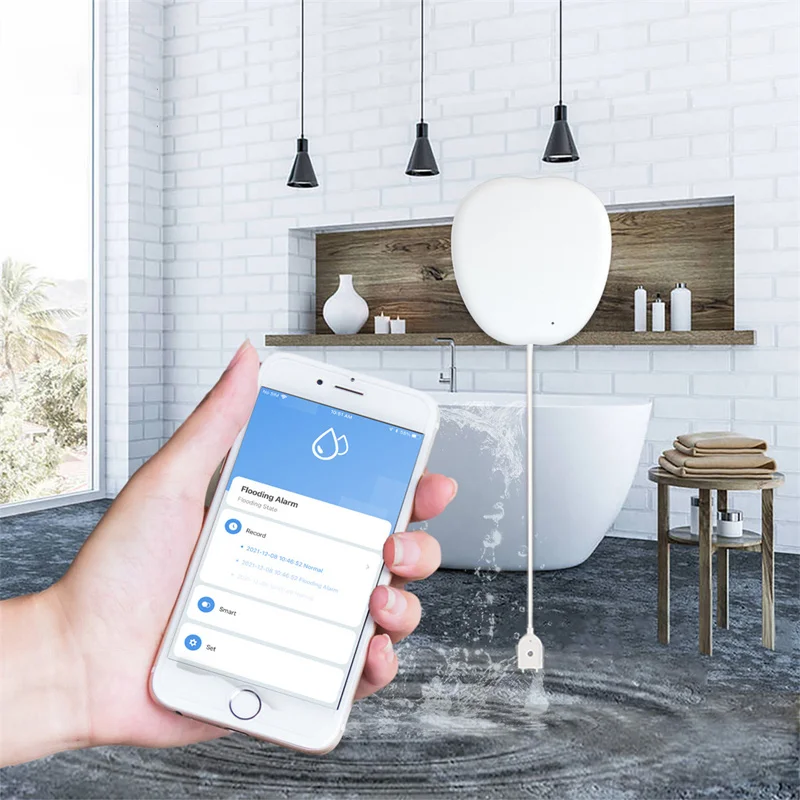Tuya Intelligent Wifi Water Leakage Sensor Household Overflow Level Sensing Detector Smart Water Immersion Buzzer Leak Alarm