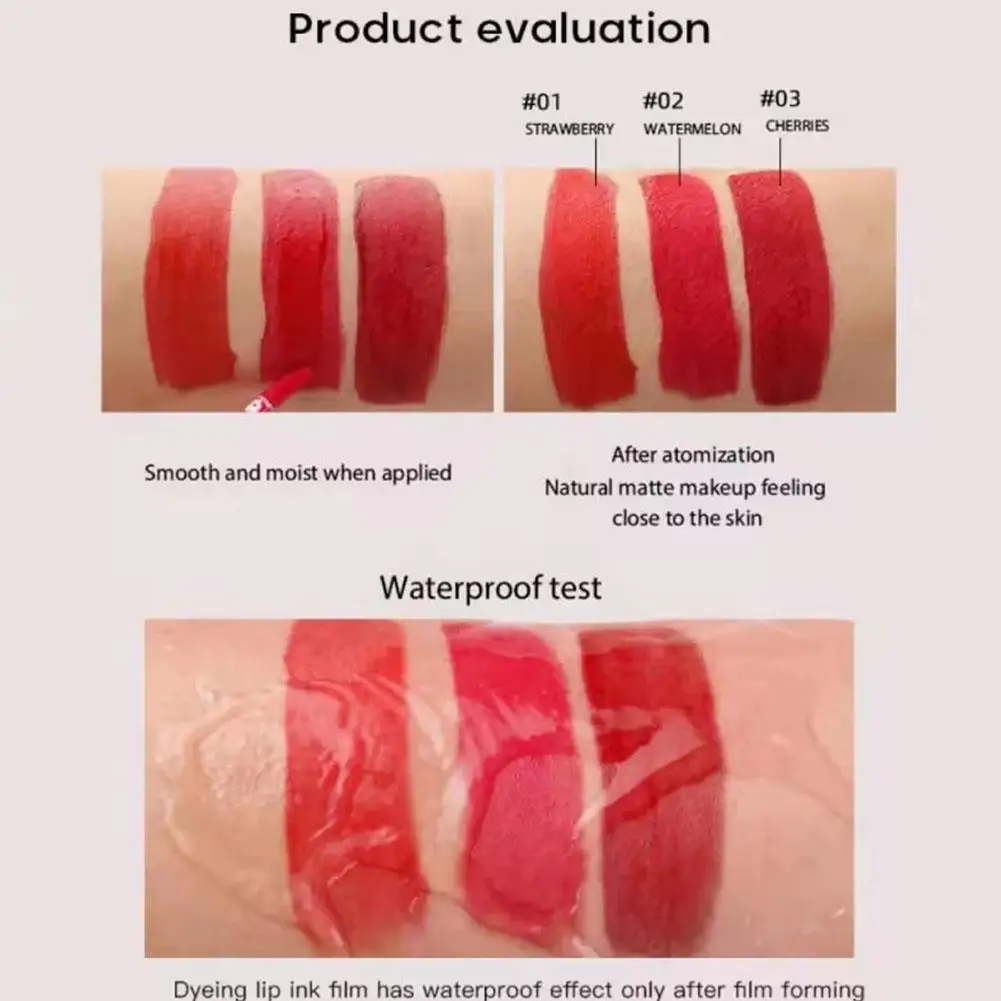 Feuchtigkeitsspendender Lipgloss, langlebig, natürlich, nicht verschmierend, färbende Lippenflüssigkeit, dreifarbiger, antihaftbeschichteter Cup-Lippenstift