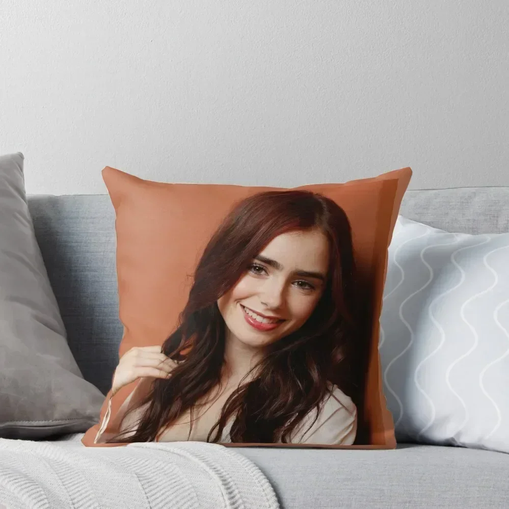 

Lily Collins 01 Throw Pillow luxury covers Cushions Cover Pillow Case Christmas Luxury Cushion Cover pillow