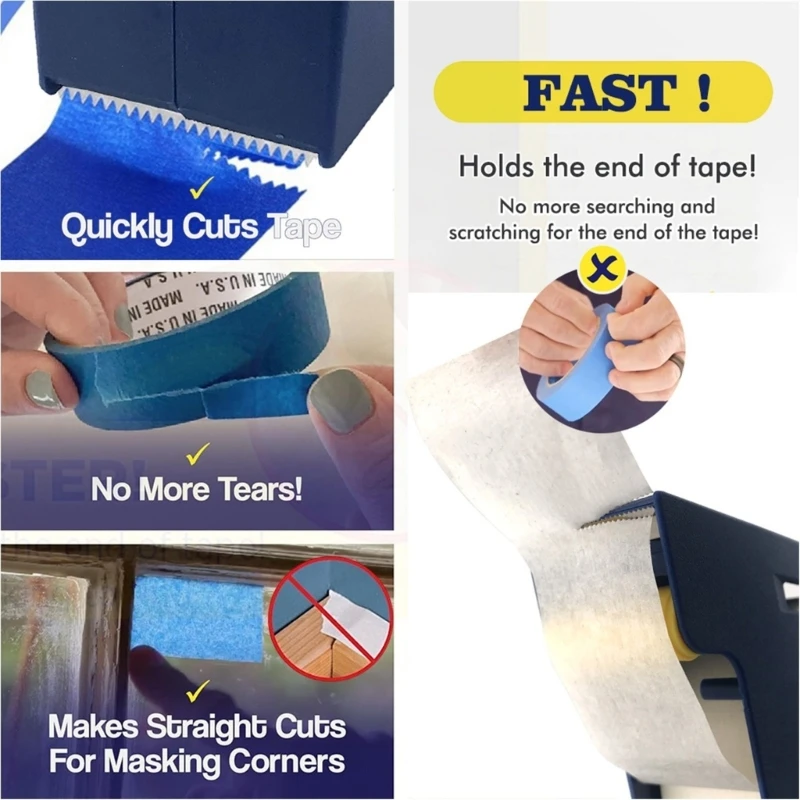 Ergonomische tape-dispenser met voelbare pad voor eenvoudige, continue toepassing op meerdere buitenkanten