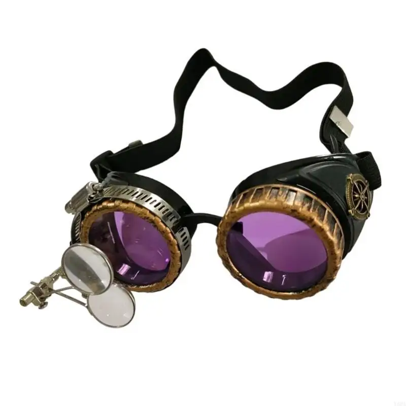 

Y88A Punk Cyber Gothic Cosplay Sunglasses Vintage Steampunk Goggles Glasses Gifts