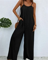 Women Casual Sleeveless Loose Jumpsuit, Digital Printed Suit, Downgraded Color, Spring/summer, 2024