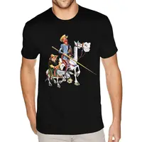 Camisetas de diseño Don Quijote para hombre, camisetas de manga corta con estampado personalizado, camisetas negras de algodón con cuello redondo