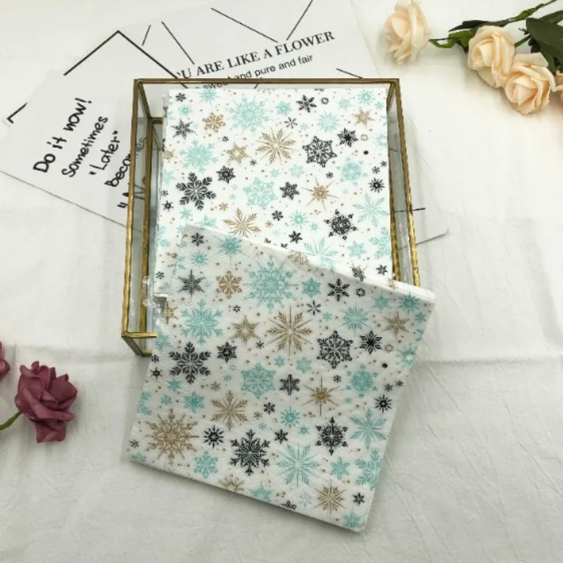 20Pcs Disposable Napkins Wood Pulp Color Printing Napkins Facial Tissue Square Tissues Hotel Restaurant Christmas Party 33*33cm