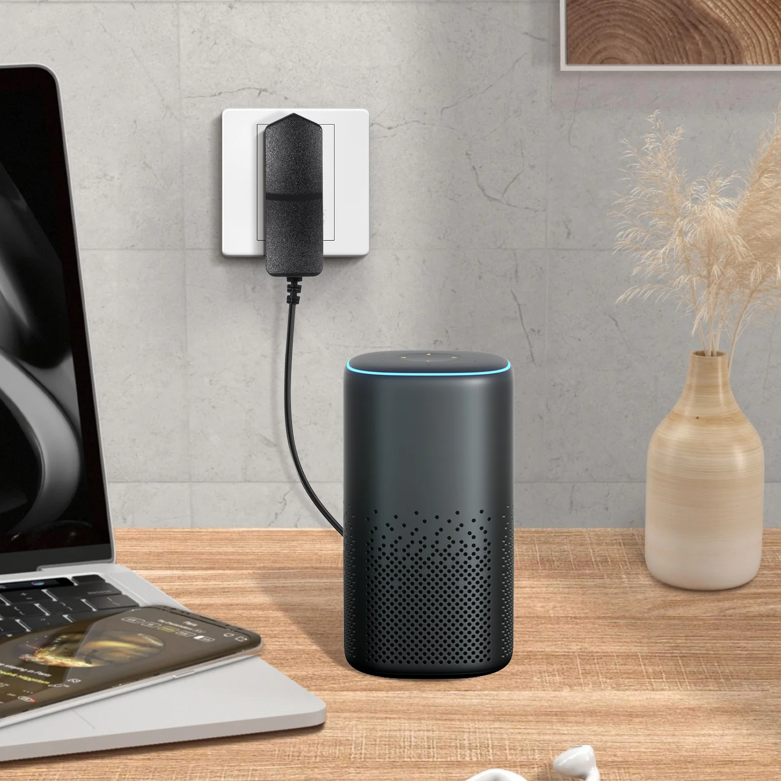 

Portable Power Adapter 5.5mm x 2.1mm EU Plug 3V 1A Black Durable Plastic Metal Home Travel Use DC Power