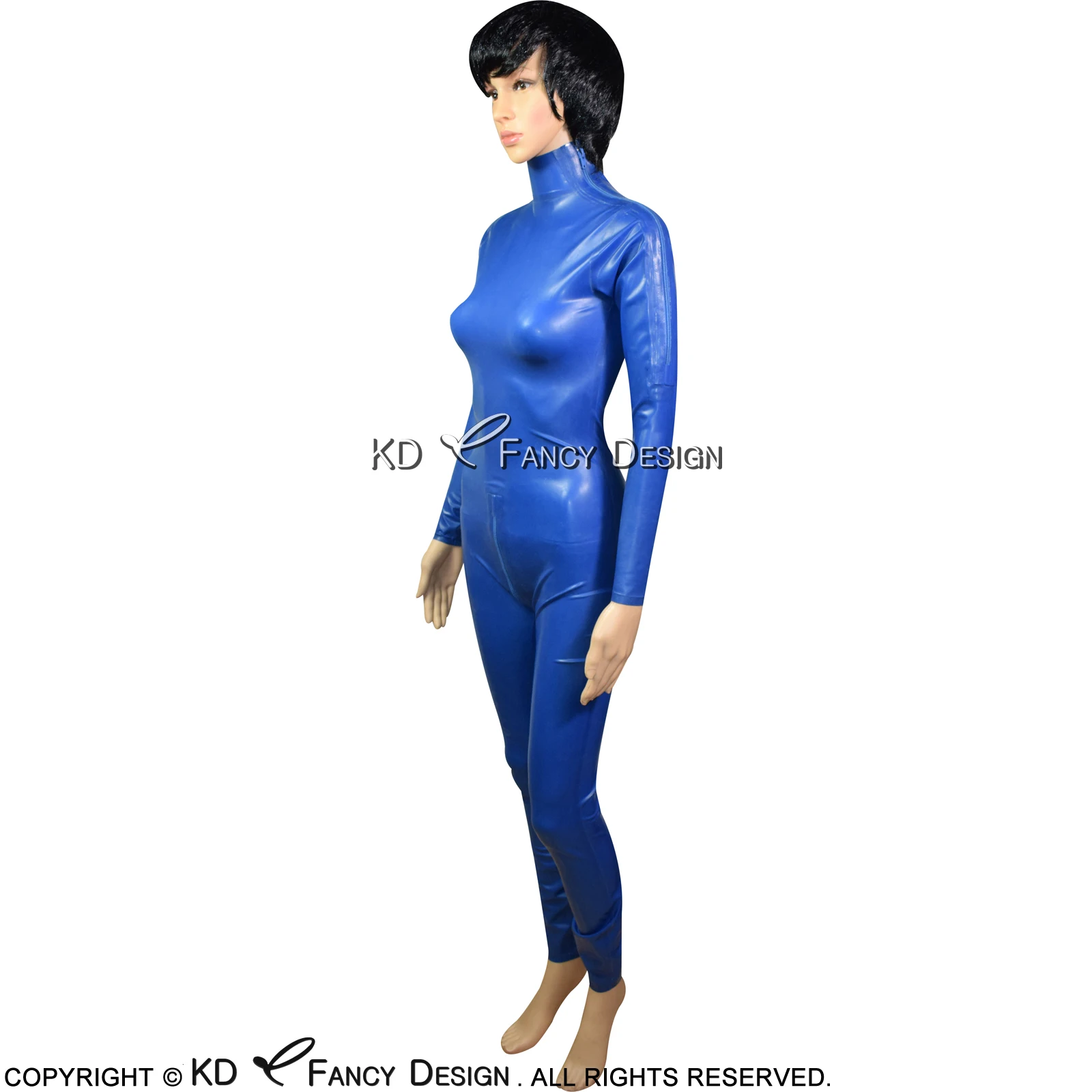 Jade Green Sexy Latex Catsuit Shoulder Zippers Crotch Zip Rubber Jumpsuit Body Suit Bodysuit Zentai Overall Jumpsuit Romper 110 view 5