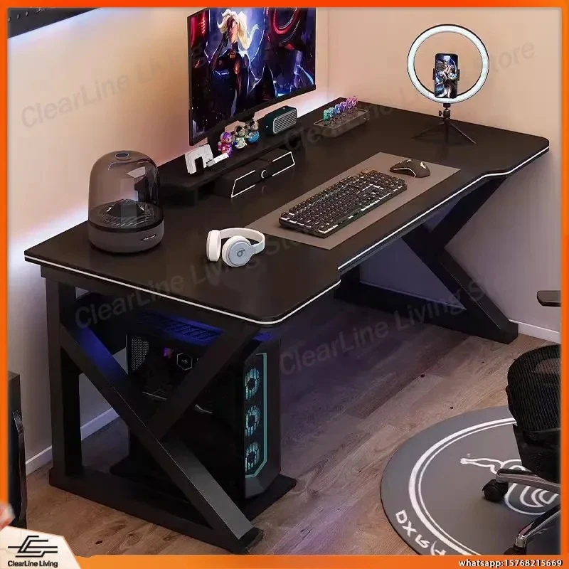 Gaming Desk with RGB LED Lights Ergonomic Adjustable Height L-Shaped Computer Desk for Esports Setup Home Office Study Room