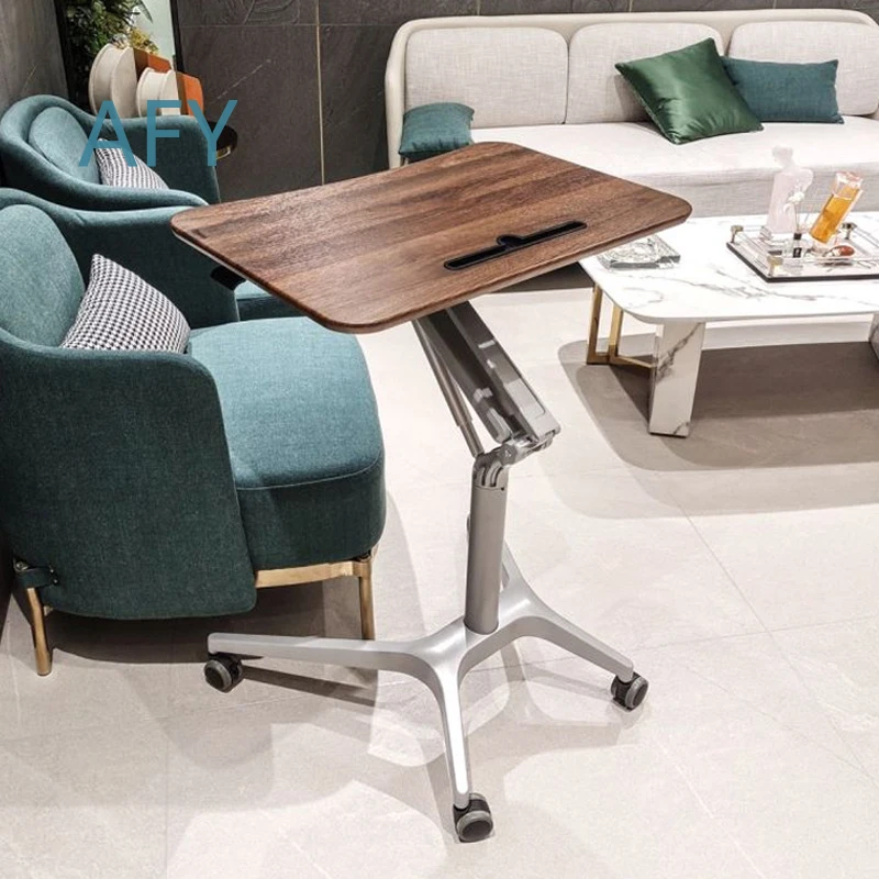 Standing Pneumatic Automatic Lift Table for Computer Office Lazy Bedside Adjustable Mobile Desk for Training Study Desk