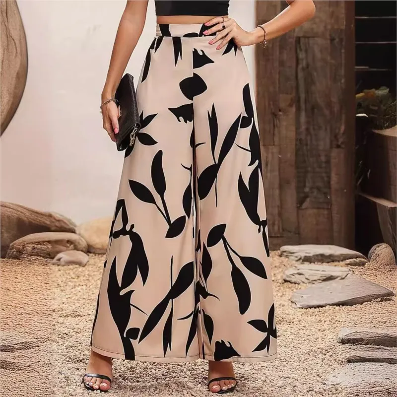 Women\'s Loose Wide Leg Pants Plus Size Geometric Print Full Body Print Fashion Elegant High Waisted Wide Leg Pant Women Clothing