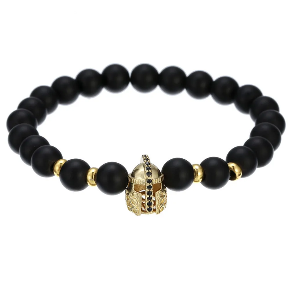 New Black Matte Stone Micro Inlaid Helmet Bracelet Spacer Bead Four Color Accessory Jewelry Friend Gift