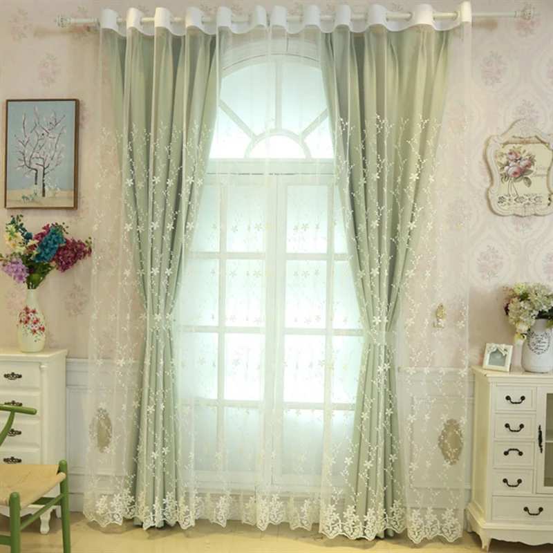 Korean pastoral pink blackout Princess curtains for girls kids Living room bedroom windows treatment sheer tulle romantic screen