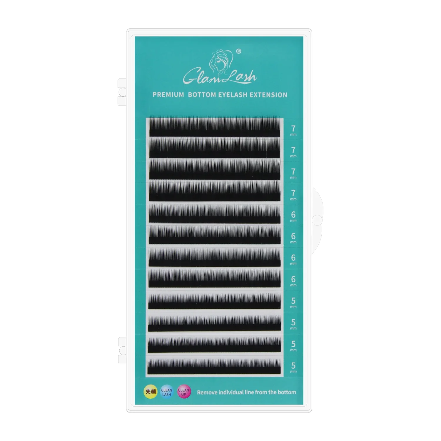 GLAMLASH-Extensión inferior de pestañas, suministros de pestañas individuales, Natural, 5mm, 6mm, 7mm de longitud