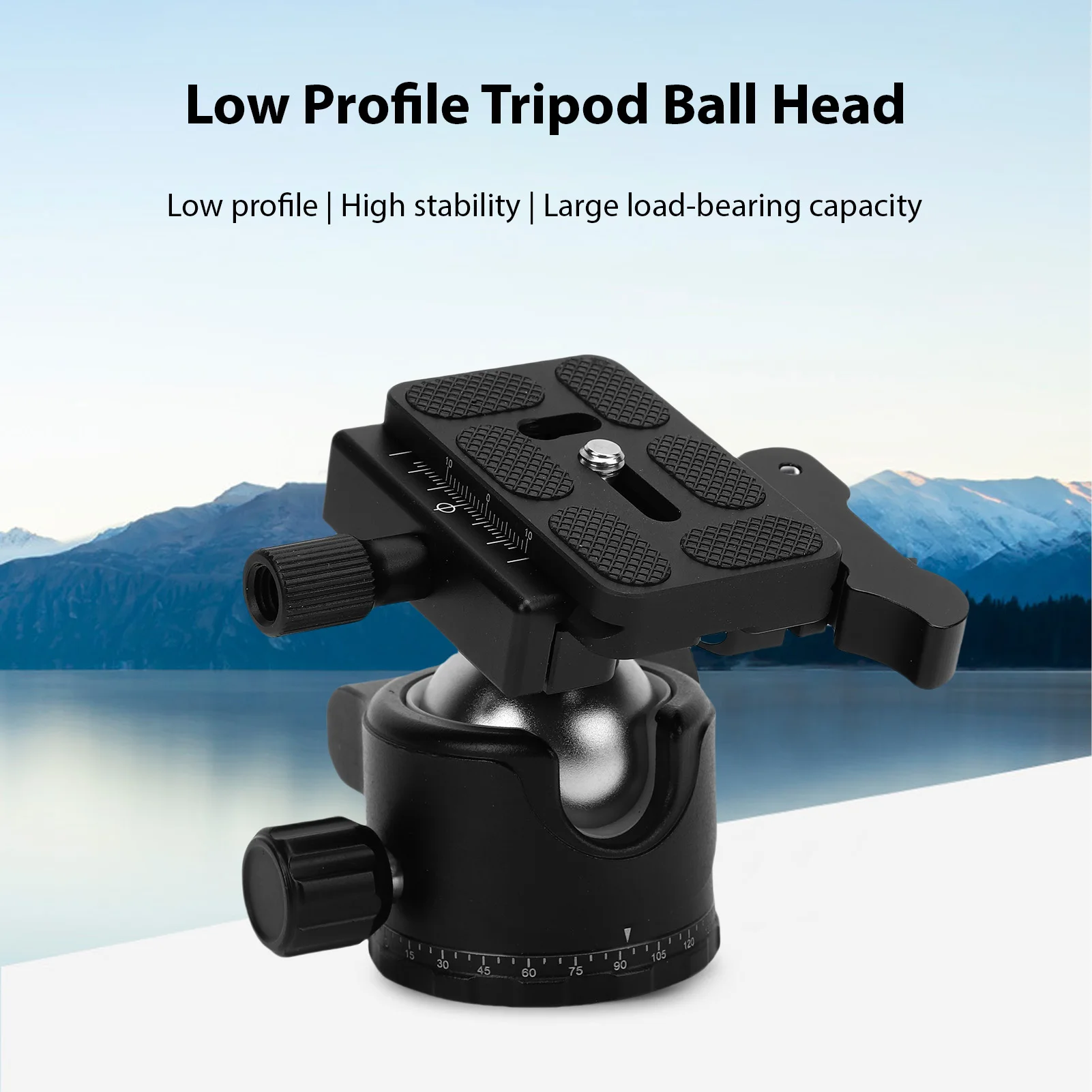 35mm Low Profile Tripod Ball Head with Aluminum Alloy Panoramic Quick Release Plate for Monopod DSLR Camcorder
