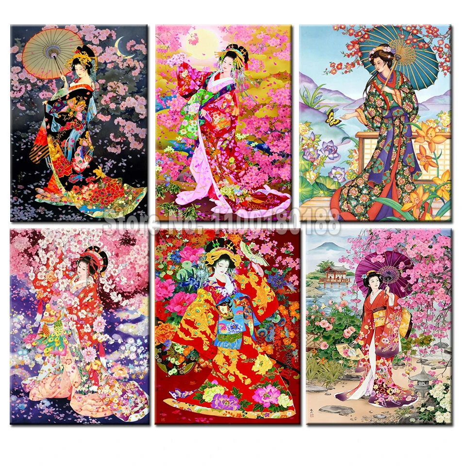 Japanese Geisha Women Diy Diamond Painting New 2025 DIY Diamond Mosaic Flower Girl Portrait Full Embroidery Home Decor Gift