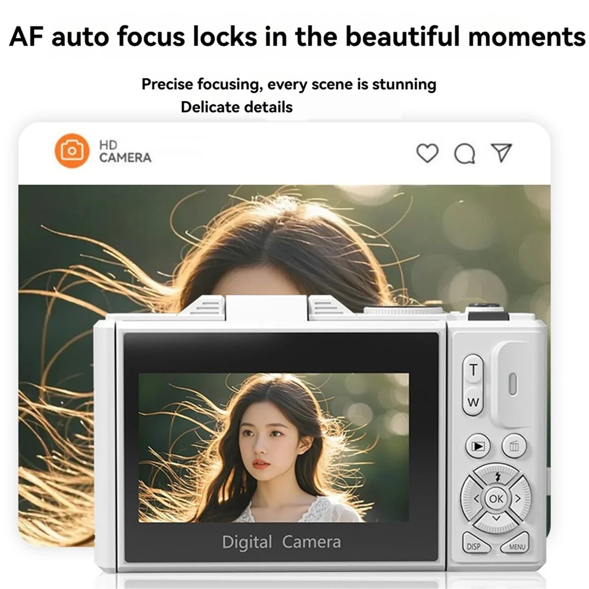 

New 3C-Digital Photography Camera 5K 18X Digital Zoom Vintage Vlog Video Recorder 180° Flip Screen Selfile Cam White