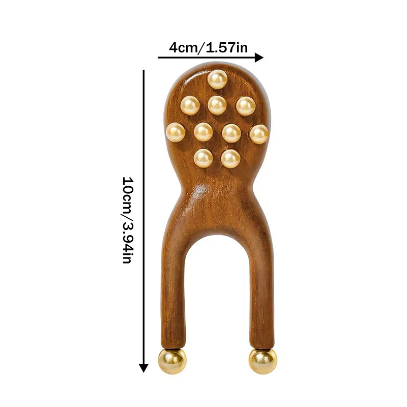 

For Face Nose Eye Relaxation Spot Meridians Acupoint Wooden Nose Guasha Massage Tool Brass Bead Handheld Comb Antistatic