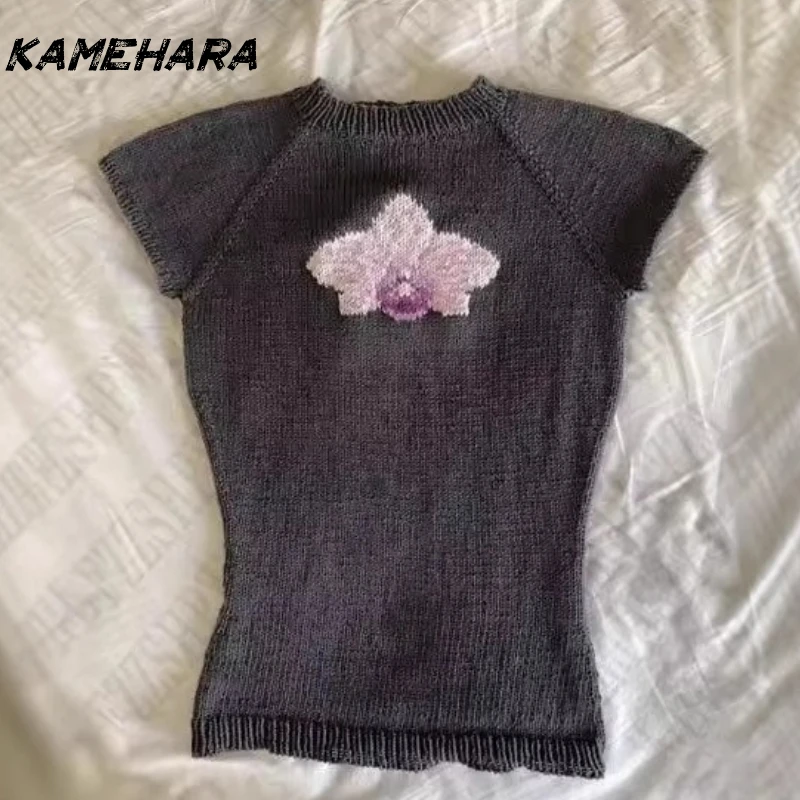 

KAMEHARA 2000S Punk Y2k Tank Top Flower Aesthetics Graphic Print Rock Goth Vest Unique Casual Sleeveless Tees CozyFit​ Crop Tops