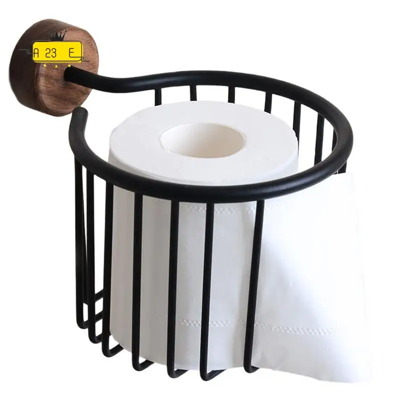 A23E-Toilet Tissue Holder Pumping Carton Walnut Toilet Paper Shelf Toilet Tissue Box Bathroom Solid Wood Roll Paper Holder