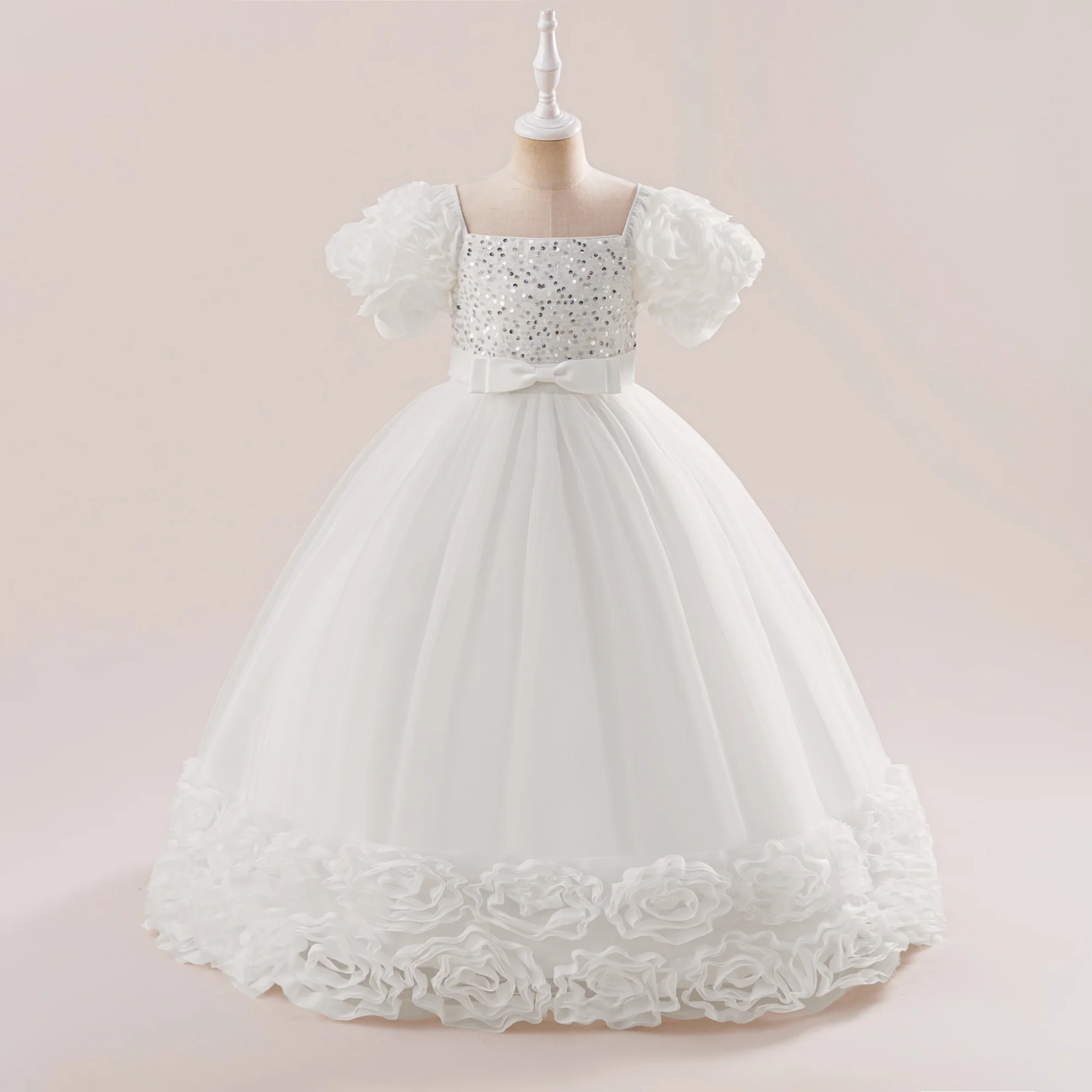 Summer Flower Girls Party Dress Elegant Tulle Bridesmaids Wedding Princess Dresses Girl Gala Birthday Evening Christmas Costumes