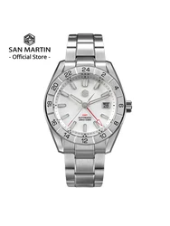 San Martin 42mm MOP Dial Men's Luxury Watches Business Dress Watch NH34 GMT Automatic Mechanical Sapphire Luminous 10Bar SN0130