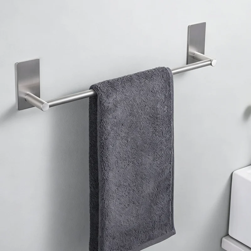 Stainless Steel Wall Mounted Single Towel Bar With Square Plates For Bathroom Storage And Modern Home Decor