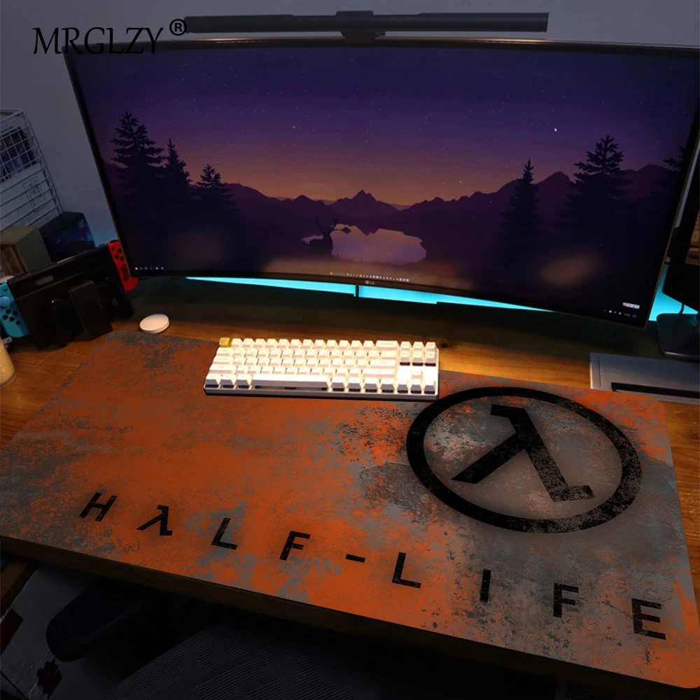 Half Life Mousepad Gamer Desk Table Game Office Work Mouse Pad Xxl Non-slip Laptop Pc Desk Accessories Gamer Rug Table Mat