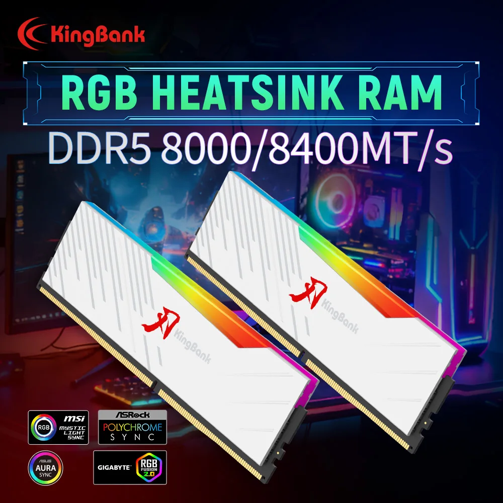

KINGBANK SOARBLADE KRRW Series DDR5 RAM 48GB (24GBx2) RGB Ultra Frequency Memory White 8000/8400MHz Dual Channel Kit For Z890