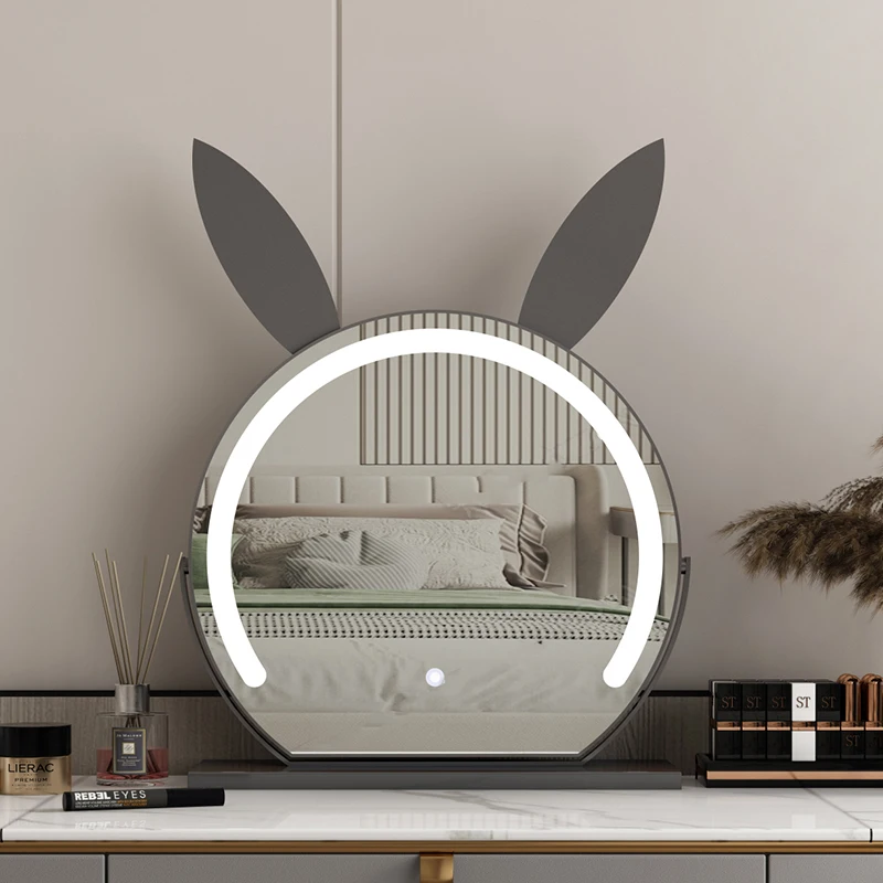 Rabbit makeup mirror with light dressing students desktop led home beauty online celebrity smart makeup bedroom