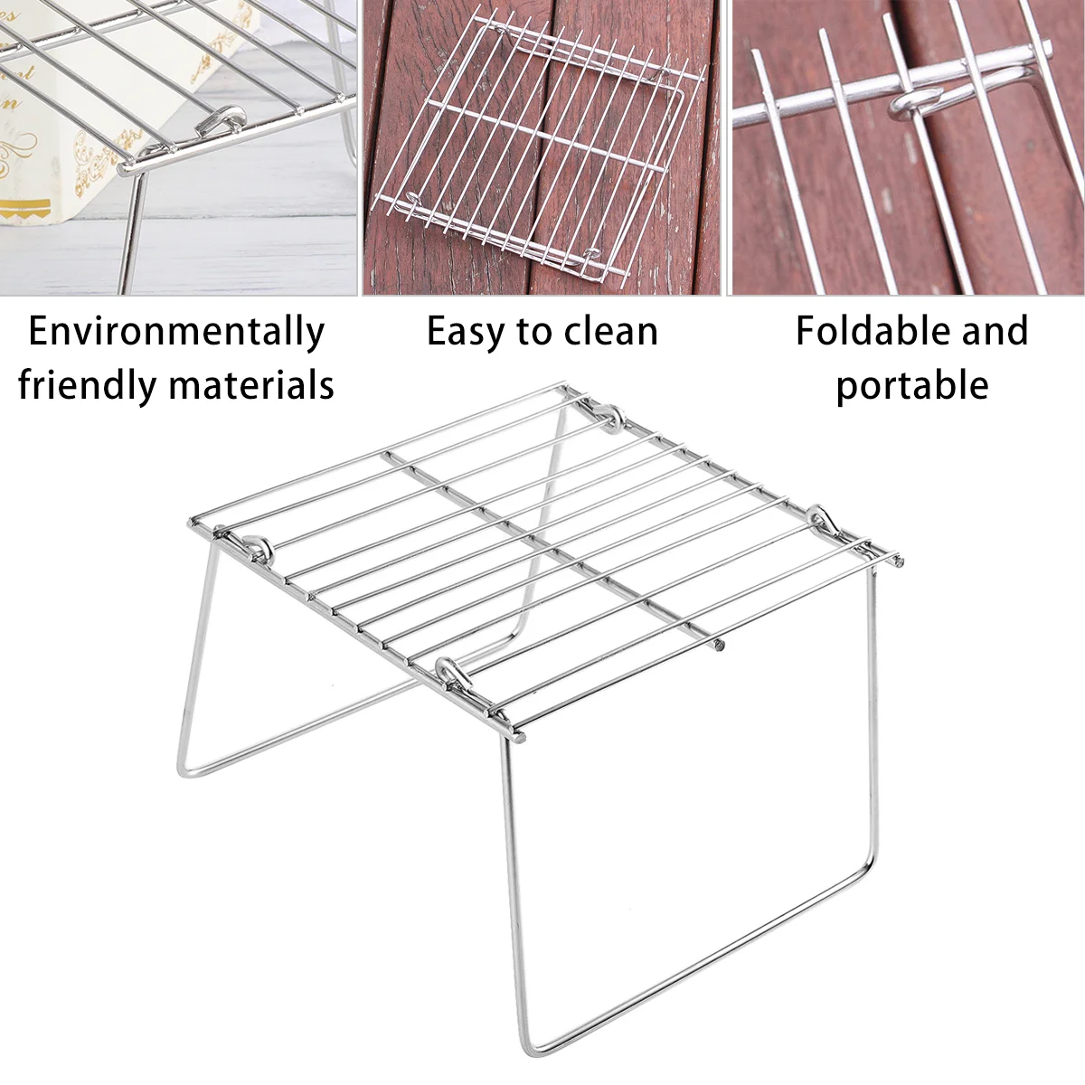 Cooling Rack Portable BBQ Grill Mini Tools for Park Barbecue Stainless Steel Folding Accessories