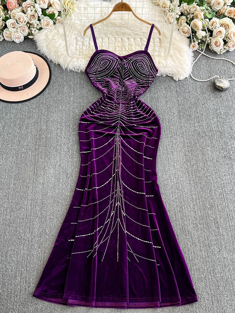 Women Sexy Party Spaghetti Strap Long Dress Purple/Red/Green/Black Strapless Sleeveless High Waist Slim Vestidos Female New