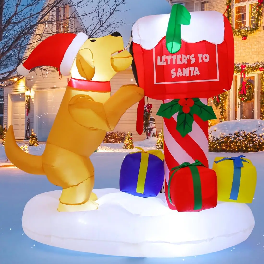 4.8 FT Dog Newspaper Box Inflatable LED Light Christmas Outdoor Decorations Clearance Factory Price
