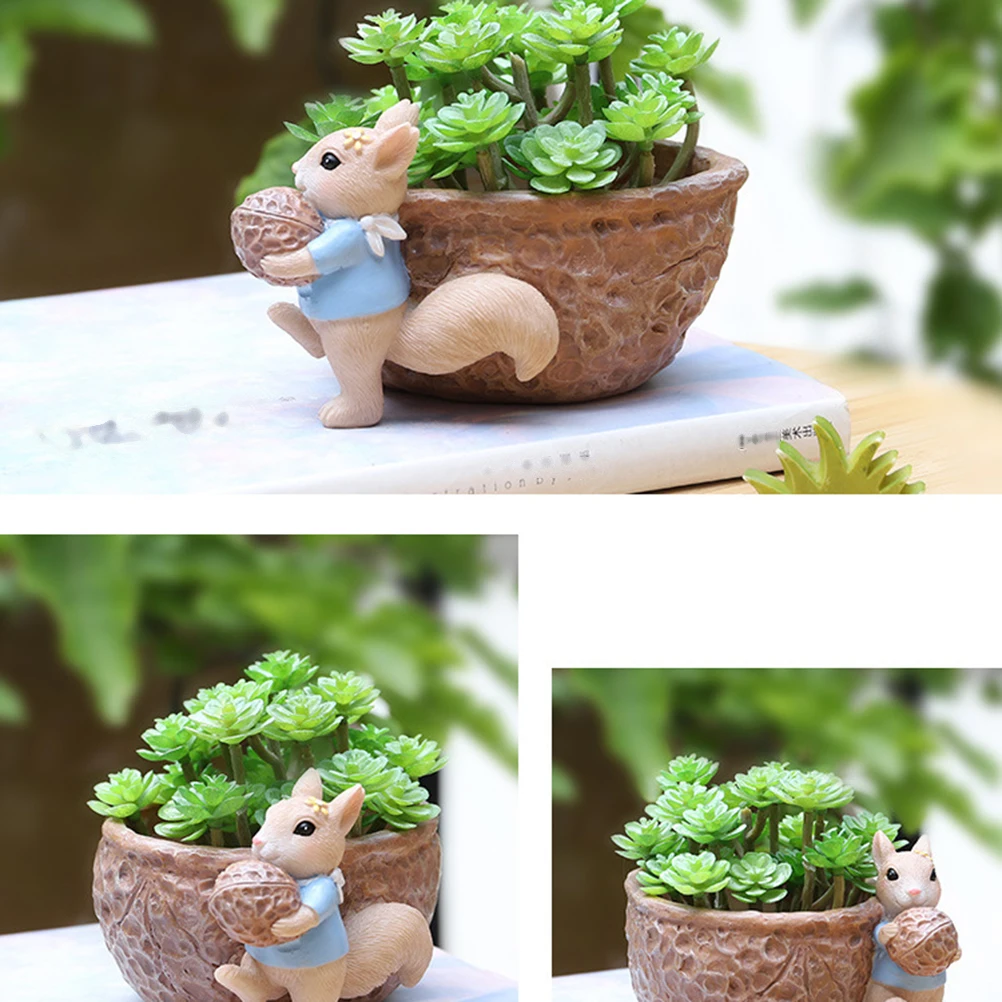 

Resin Squirrel Flowerpot Cartoon Creative Indoor Plant Holder Decorative Gift for Friends and Families Fashion Resin Flower Pot