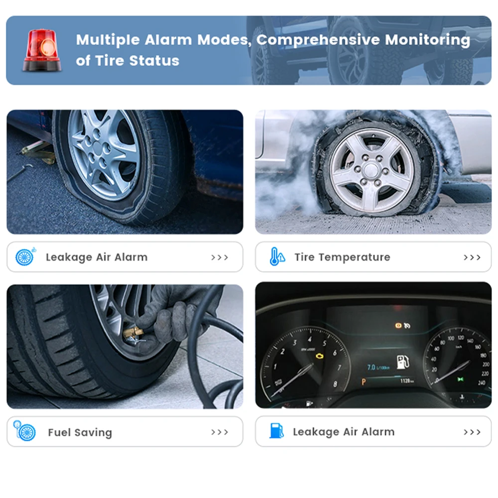 USB Android TPMS Tire Pressure Monitoring System Display Alarm System Internal Sensors For Car Navigation Car Radio 4 Sensors