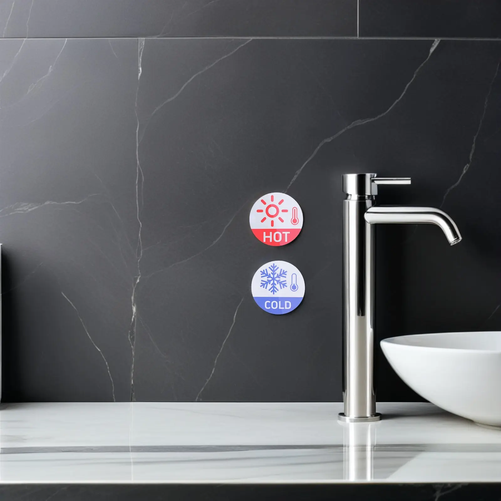 30Pair Hot Faucet Labels Waterproof Self Adhesive Bathroom Temperature Indicator Stickers Sink Kitchen Hotel Washroom