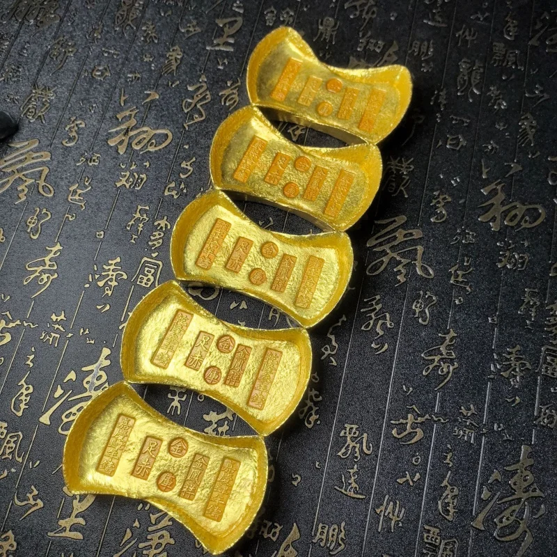 Bronze Qing Dynasty Five Emperors Waist Miscellaneous Items Antique Gold Ingot Crafts