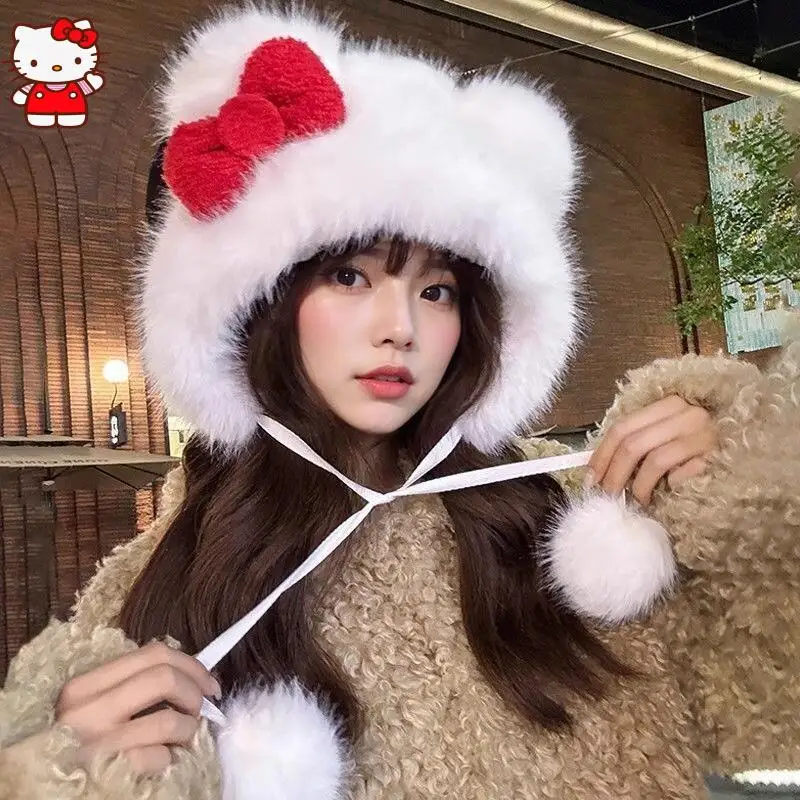 أنيمي مرحبا كيتي لي فنغ قبعة فتاة الشتاء أفخم سدادات حماية الأذن قبعة النساء الدراجات يندبروف قبعة تدفئة قبعة الإناث مهرجان هدية #3